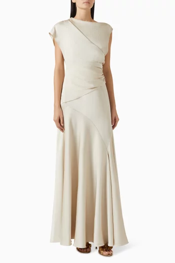 Draped Bodice Maxi Dress in Satin