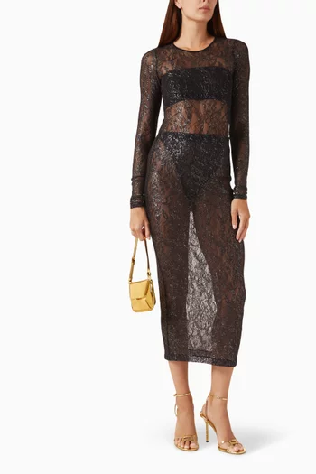 Sheer Midi Skirt in Lace