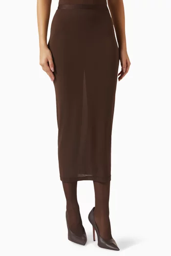 تنورة بقصة ضيقة وشفافة مزيج نايلون