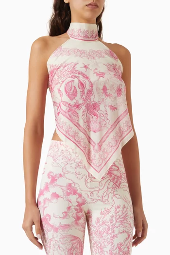 Barocco-print Backless Top in Cotton-silk