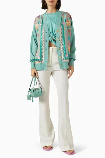 Underwater Barocco-print Cardigan in Wool-silk