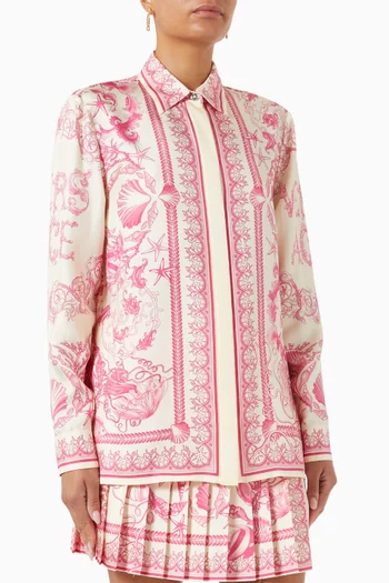 Underwater Barocco-print Foulard Shirt in Silk-twill