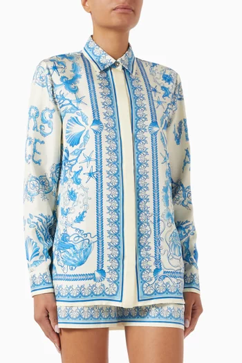 Underwater Barocco-print Foulard Shirt in Silk-twill