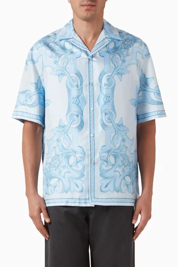قميص بنقشة باروكية هندسية حرير تويل