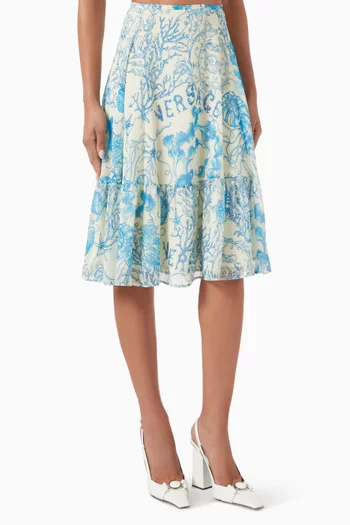 Underwater-print Midi Skirt in Crepe