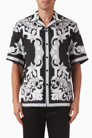 قميص بنقشة باروكية هندسية حرير تويل