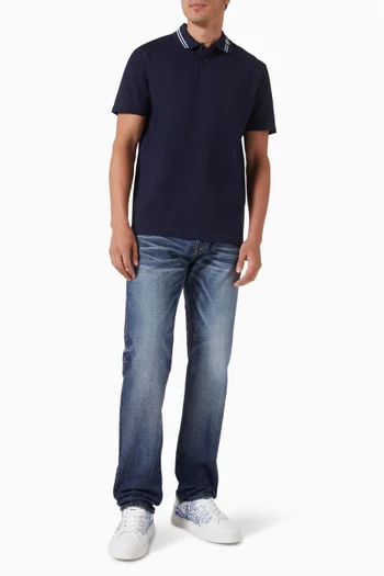 Medusa Embroidery Polo Shirt in Cotton