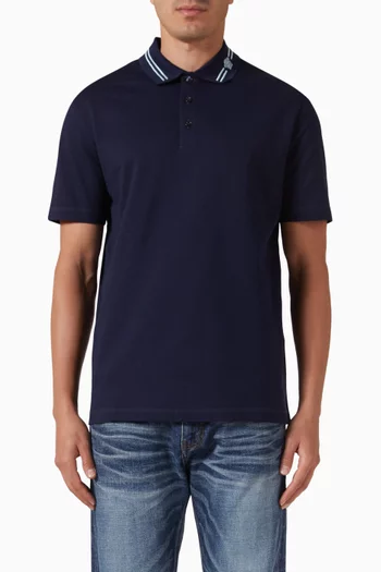 Medusa Embroidery Polo Shirt in Cotton