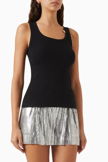 Safety-pin Tank Top in Stretch-cotton