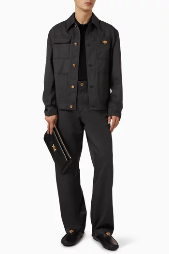 تي شيرت بولو مطرز بشعار ميدوسا قطن بيكيه