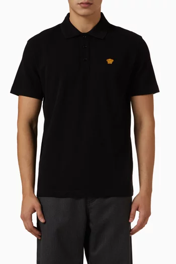 تي شيرت بولو مطرز بشعار ميدوسا قطن بيكيه