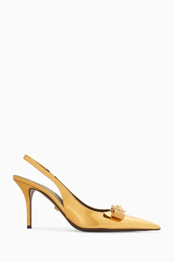 Medusa 85 Slingback Pumps in Metallic Leather