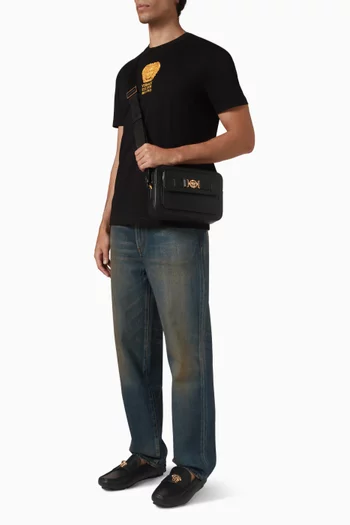 حقيبة مسنجر بحلية ميدوسا بيغي جلد حبيبي