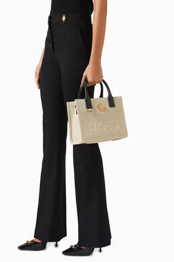 Mini Tote Bag in Canvas & Leather