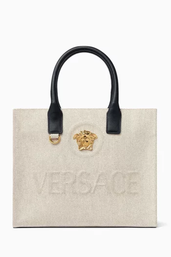 Mini Tote Bag in Canvas & Leather