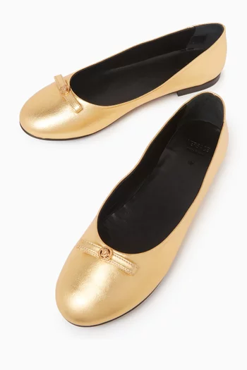 Gianni Ribbon Ballerinas in Metallic Nappa Leather