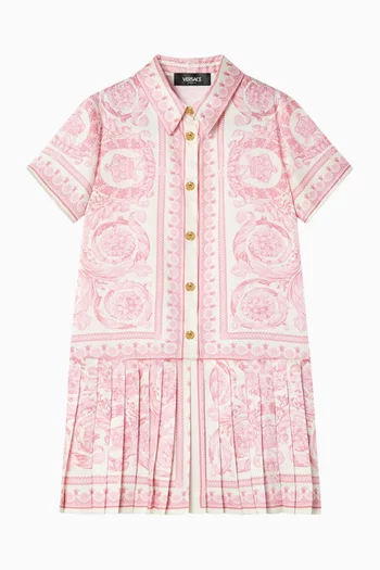 Pleated Shirt Dress in Barocco Foulard Fabric