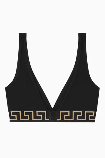 Greca Border Triangle Bralette in Cotton Blend