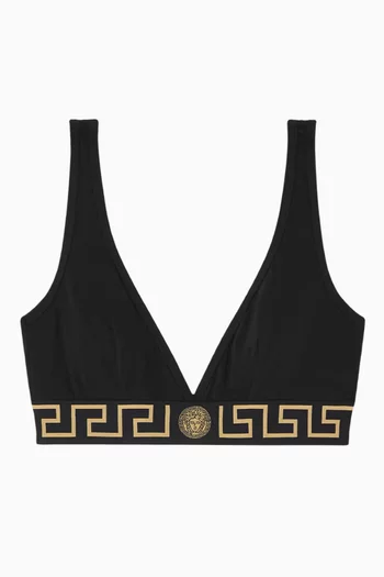 Greca Border Triangle Bralette in Cotton Blend