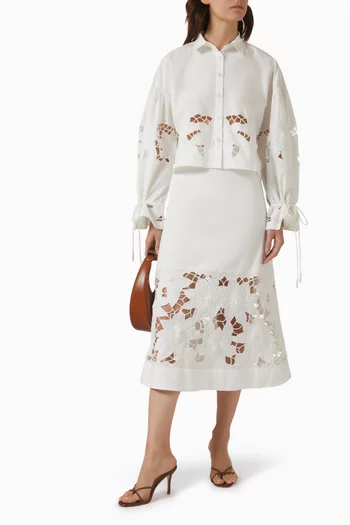 Tasmin Cutwork Top in Cotton Poplin