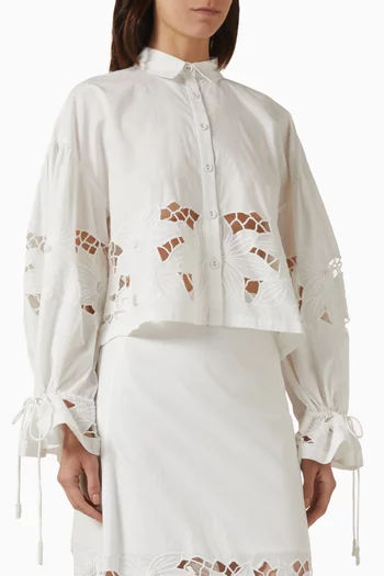 Tasmin Cutwork Top in Cotton Poplin
