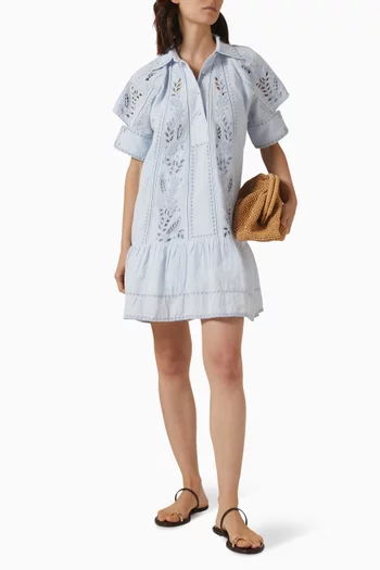 Solara Cutwork Dress in Linen Blend
