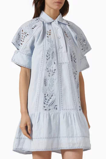 Solara Cutwork Dress in Linen Blend