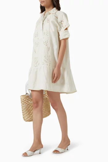 Solara Cutwork Dress in Linen Blend