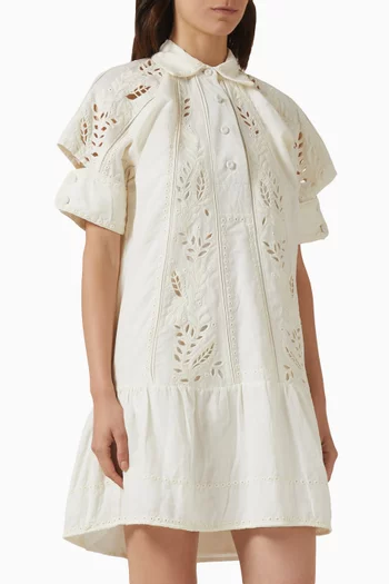 Solara Cutwork Dress in Linen Blend