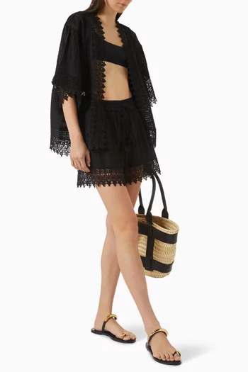 شورت اوديسي بأشرطة دانتيل مزيج قطن