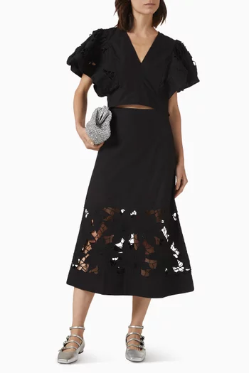 Talitha Midi Skirt in Cotton-poplin