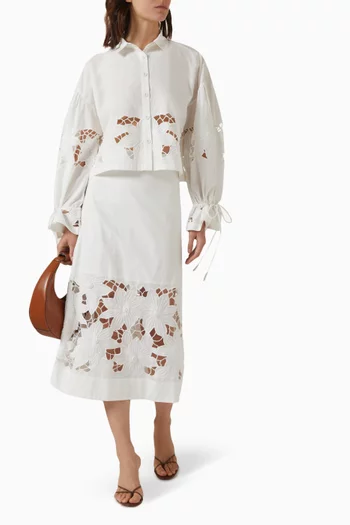 Talitha Midi Skirt in Cotton-poplin