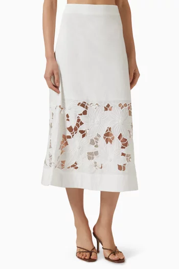 Talitha Midi Skirt in Cotton-poplin