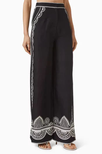 Sierra Embroidered Pants in Linen Blend