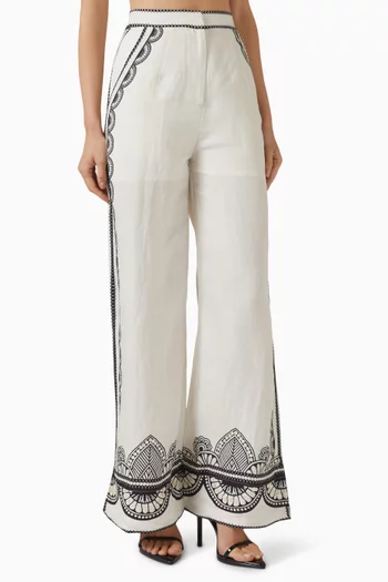 Sierra Embroidered Pants in Linen Blend