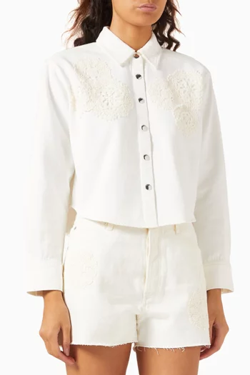 قميص بأجزاء كروشيه وقصة انسيابية قطن عضوي