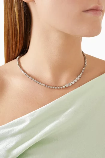 Wave Bezel Tennis Necklace in Silver-plated Brass