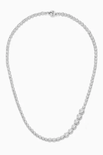Wave Bezel Tennis Necklace in Silver-plated Brass