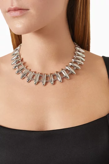 Milan Bead Stud Necklace in Silver-plated Brass