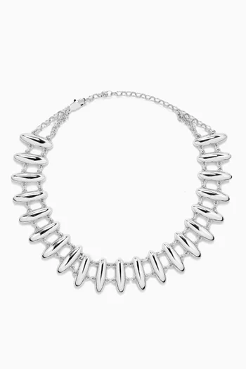 Milan Bead Stud Necklace in Silver-plated Brass