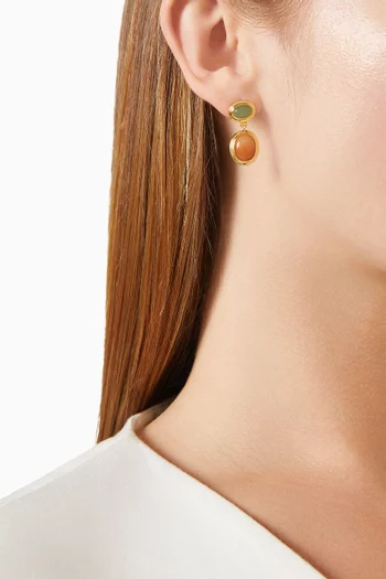Sunset Double Stone Stud Earrings in Gold-plated Brass