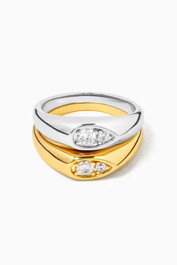 Two-tone Pear Stacker Ring Set