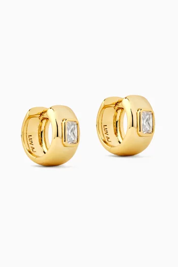The Emerald Bezel Stone Huggie Earrings