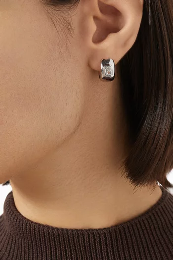 The Emerald Bezel Stone Huggie Earrings
