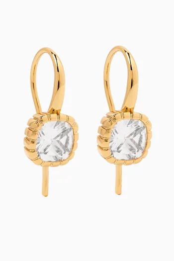 The Classique Cushion Hook Earrings in Gold-plated Brass