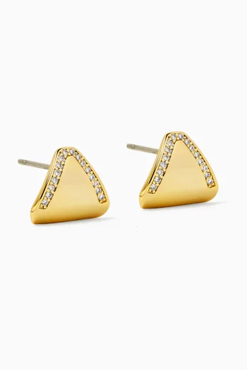 Shield Stud Earrings in Gold-plated Brass