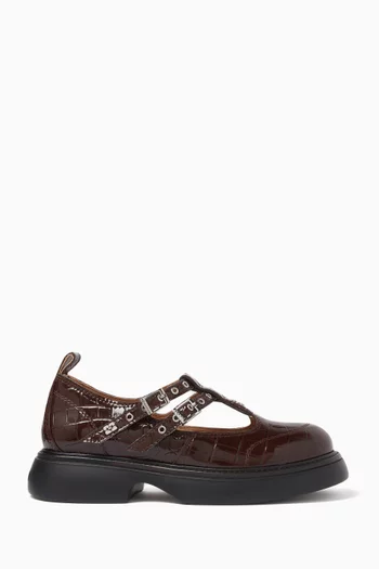 Butterfly Mary Jane Flats in Leather