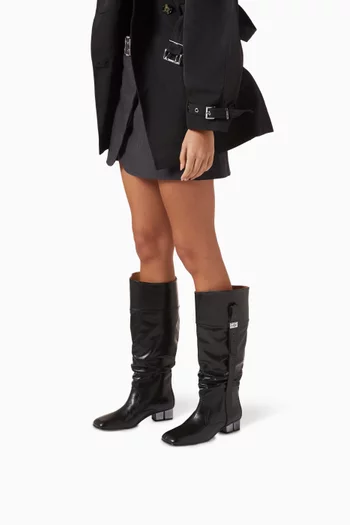 Slouchy Knee Boots in Faux Leather