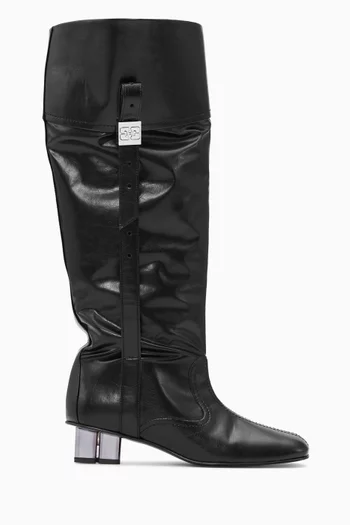 Slouchy Knee Boots in Faux Leather