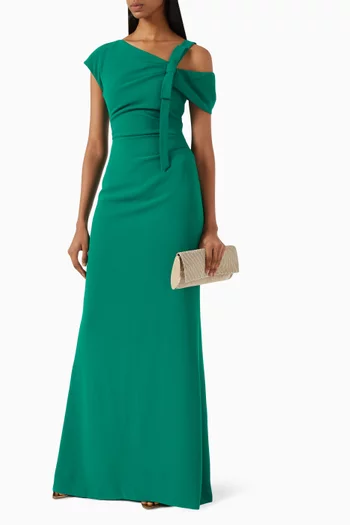 فستان سهرة بتصميم غير متماثل كريب